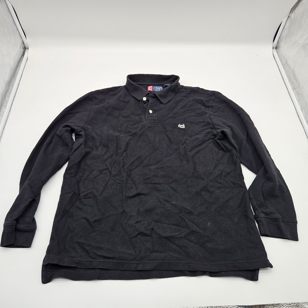Chaps Long Sleeve Black‎ Polo Shirt Mens Large Classic Casual Everyday